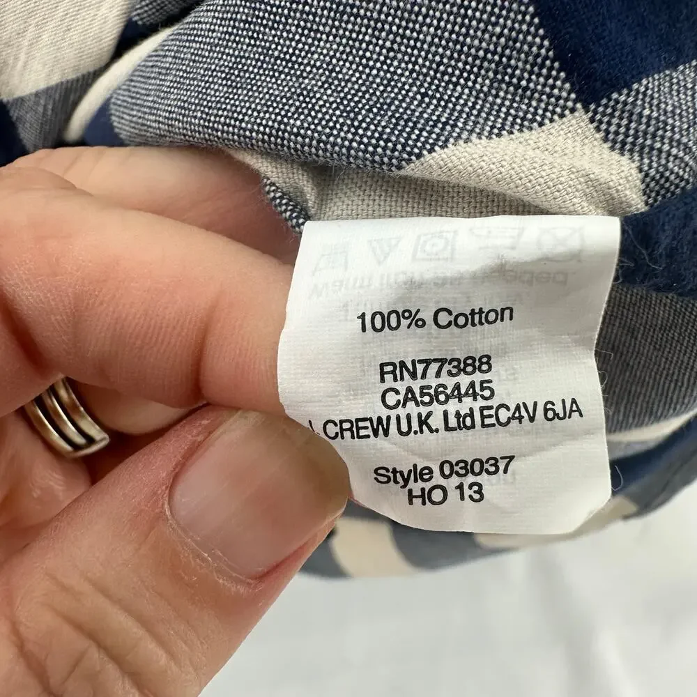J.Crew Oxford Shirt Mens S Slim Fit Blue Tan Buffalo Plaid Cotton Button Up